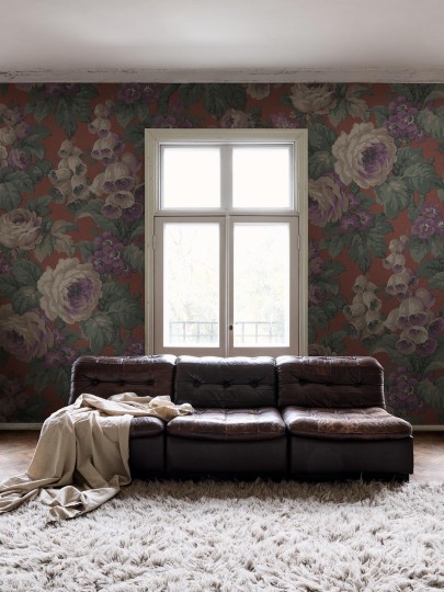 Boras Tapeter 9708W Château Collection Rose Magnifique Red - mural w róże
