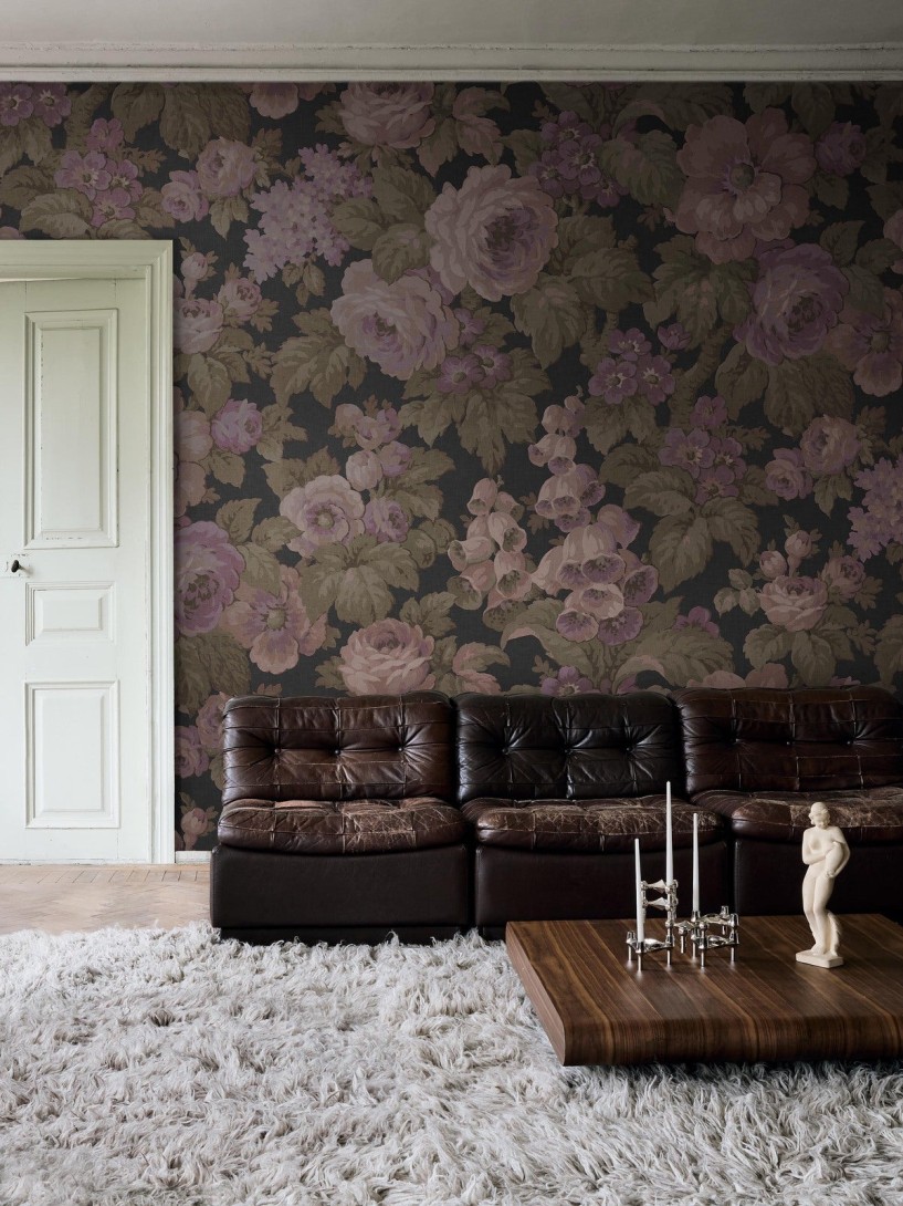 Boras Tapeter 9709W Château Collection Rose Magnifique Purple - mural w róże