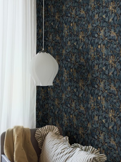 Boras Tapeter 8142 Fairyland Fairies Blue - tapeta we wróżki i roślinny motyw