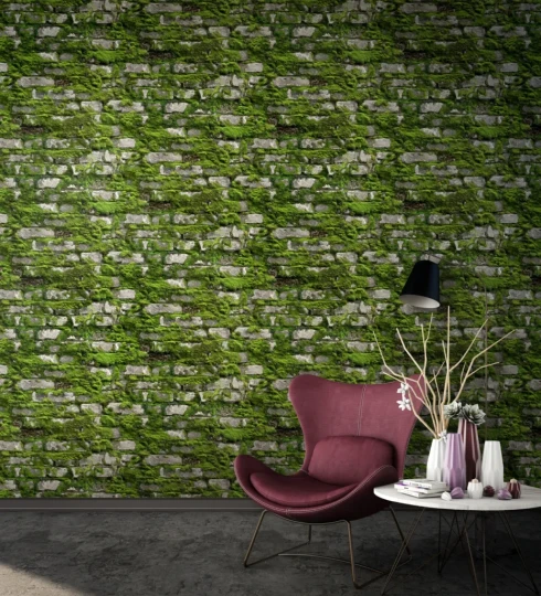 Marburg 45731 Struktura - tapeta imitująca cegły porośnięte mchem