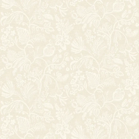 Casamance 76960100 Broderies Pastel Ivoire - tapeta imitująca haft w kwiaty