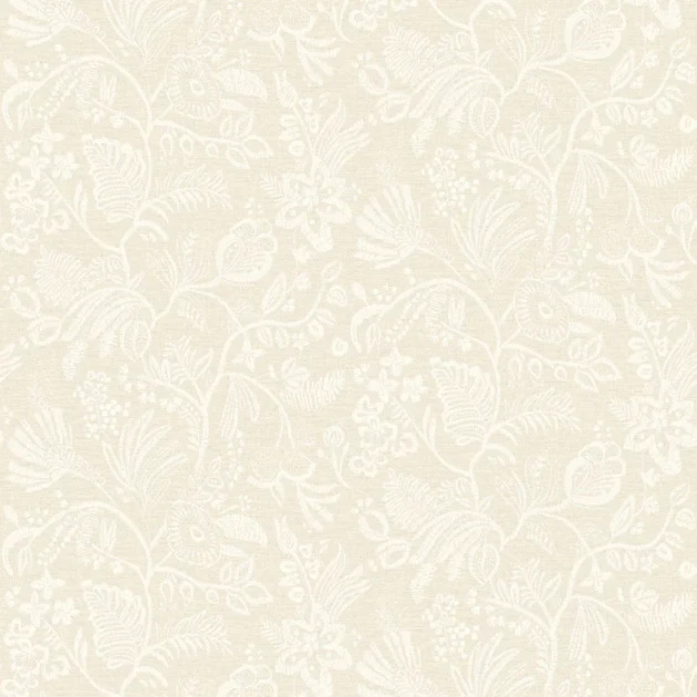 Casamance 76960100 Broderies Pastel Ivoire - tapeta imitująca haft w kwiaty