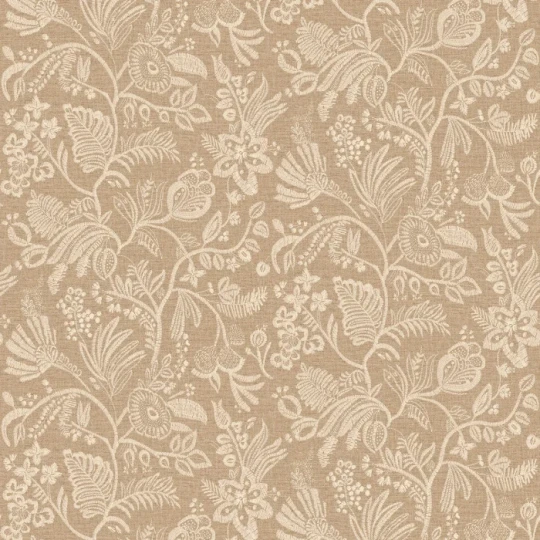 Casamance 76960304 Broderies Pastel Beige - tapeta imitująca haft w kwiaty