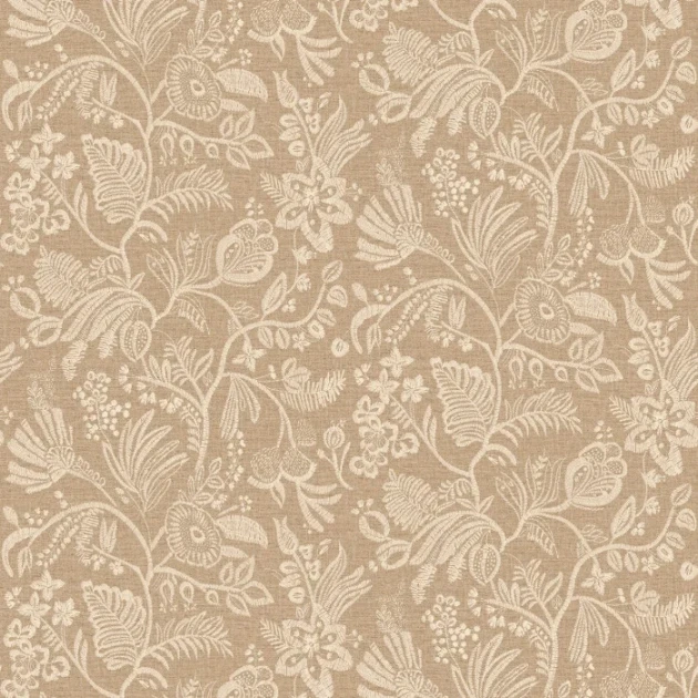 Casamance 76960304 Broderies Pastel Beige - tapeta imitująca haft w kwiaty
