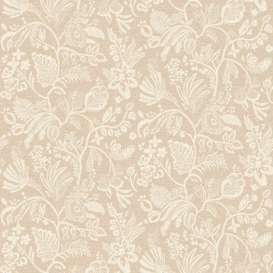 Casamance 76960202 Broderies Pastel Sable - tapeta imitująca haft w kwiaty