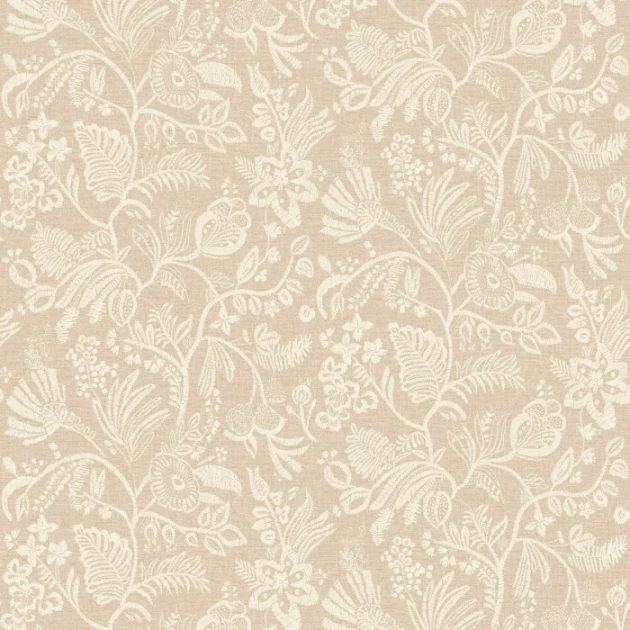 Casamance 76960202 Broderies Pastel Sable - tapeta imitująca haft w kwiaty