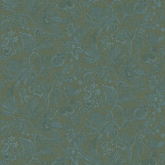 Casamance 76961018 Broderies Pastel Emeraude - tapeta imitująca haft w kwiaty