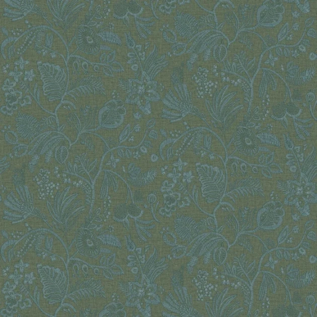 Casamance 76961018 Broderies Pastel Emeraude - tapeta imitująca haft w kwiaty
