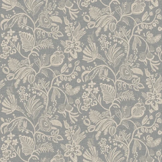 Casamance 76960508 Broderies Pastel Pierre bleue - tapeta imitująca haft w kwiaty