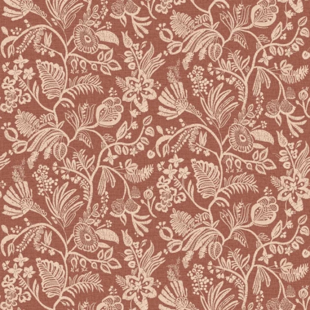 Casamance 76960814 Broderies Pastel Terracotta - tapeta imitująca haft w kwiaty