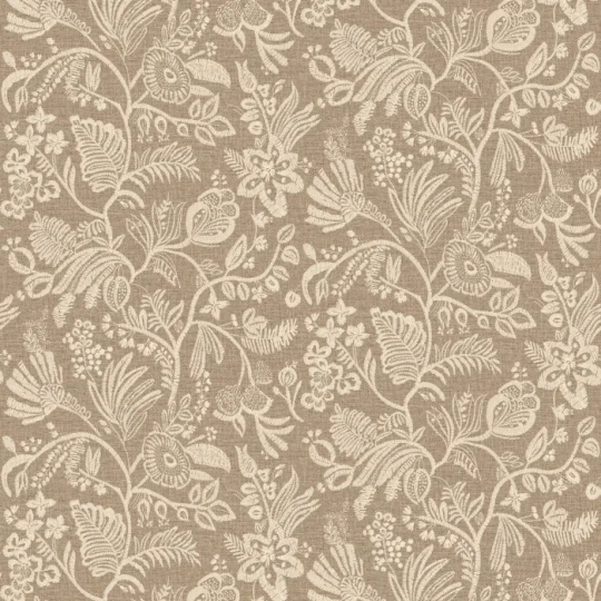 Casamance 76960406 Broderies Pastel Tabac - tapeta imitująca haft w kwiaty