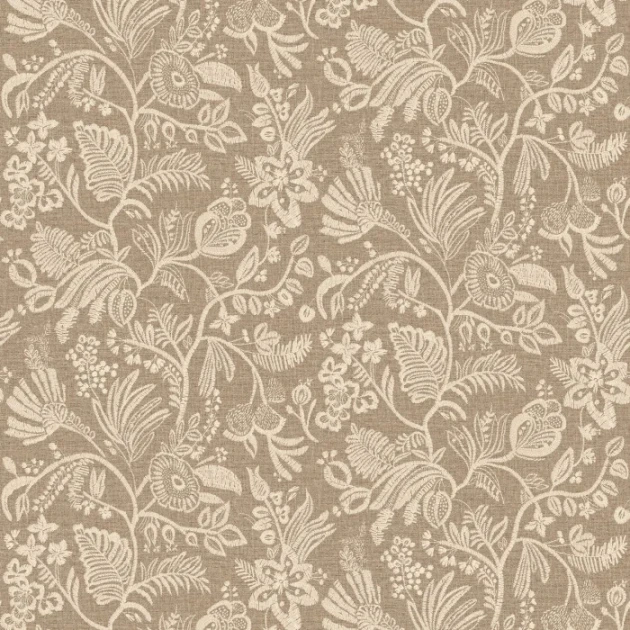Casamance 76960406 Broderies Pastel Tabac - tapeta imitująca haft w kwiaty