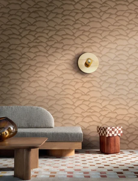 Casamance 76971324 Broderies Ondula Sable - tapeta imitująca materiał