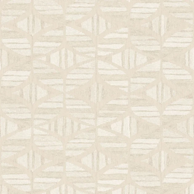 Casamance 76982038 Broderies Filandra Ivoire - tapeta w geometryczny wzór na tle imitującym haft