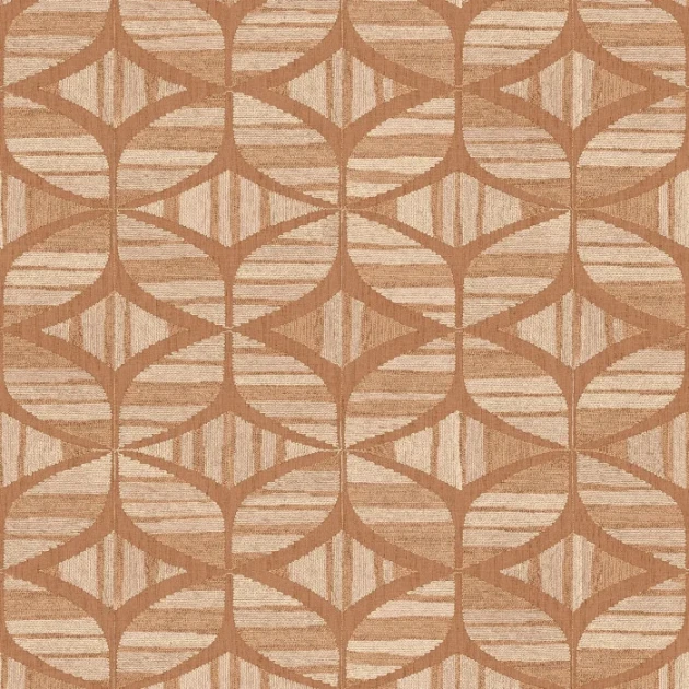 Casamance 76982650 Broderies Filandra Terre de sienne - tapeta w geometryczny wzór na tle imitującym haft