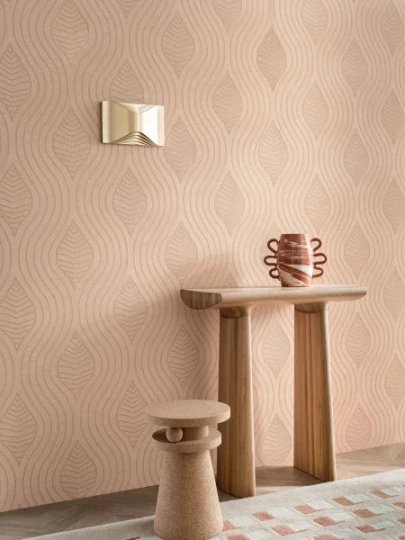Casamance 76993058 Broderies Brodelia Marron glacé - tapeta imitująca haft w fale