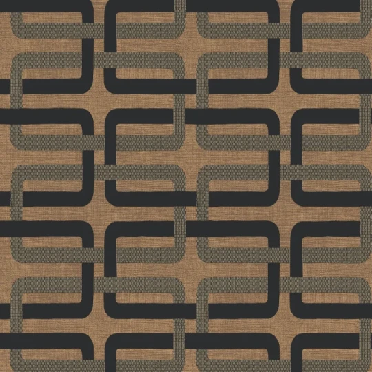 Casamance 76933160 Tressora Matjara Noir/doré - tapeta w geometryczny wzór na strukturalnym tle