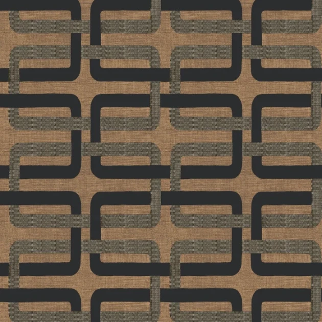 Casamance 76933160 Tressora Matjara Noir/doré - tapeta w geometryczny wzór na strukturalnym tle