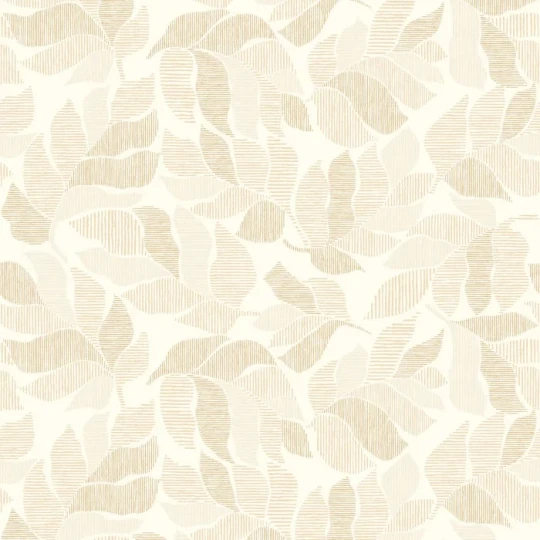 Casamance 76910916 Tressora Lontara Blanc/doré - tapeta w liście