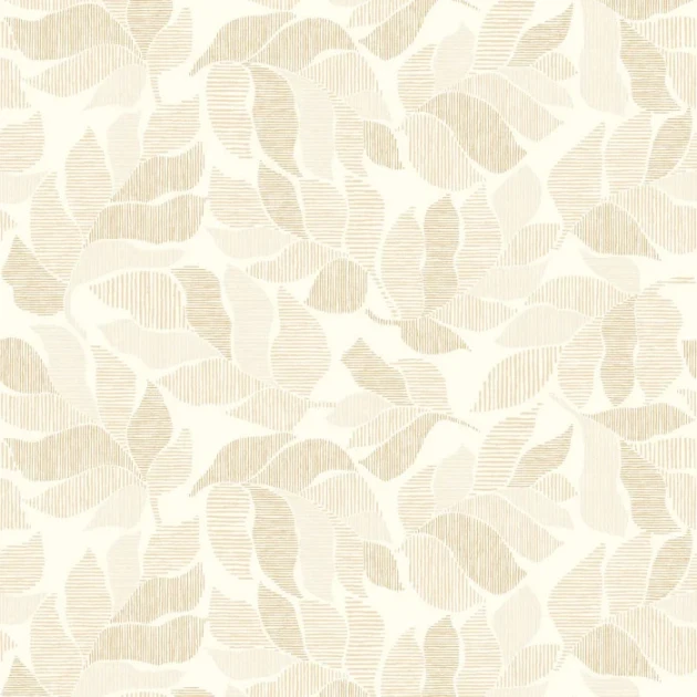Casamance 76910916 Tressora Lontara Blanc/doré - tapeta w liście
