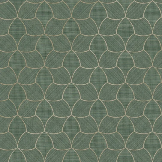 Casamance 76943670 Tressora Tressana Céladon/doré - tapeta imitująca naturalny splot z metalicznymi akcentami