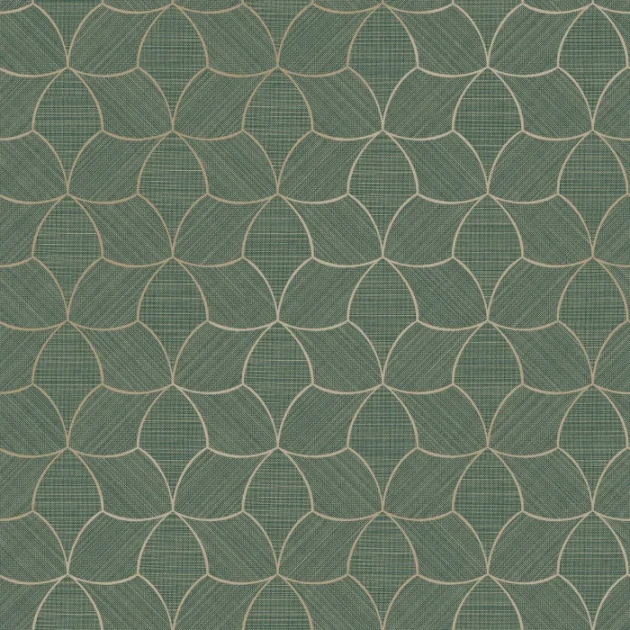 Casamance 76943670 Tressora Tressana Céladon/doré - tapeta imitująca naturalny splot z metalicznymi akcentami