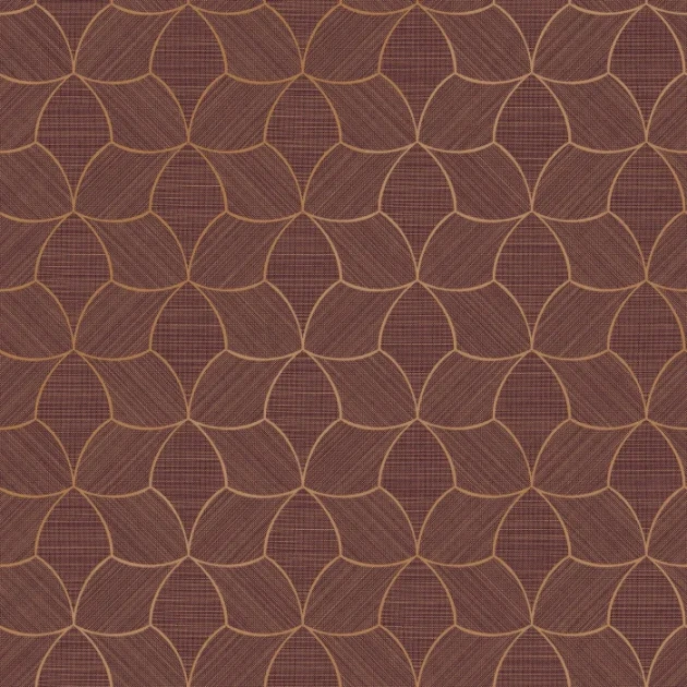 Casamance 76943976 Tressora Tressana Pourpre/cuivré - tapeta imitująca naturalny splot z metalicznymi akcentami