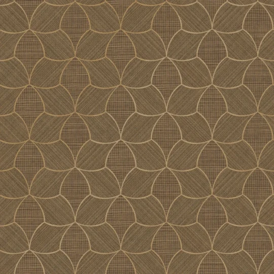 Casamance 76944078 Tressora Tressana Ébène/doré - tapeta imitująca naturalny splot z metalicznymi akcentami