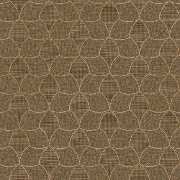 Casamance 76944078 Tressora Tressana Ébène/doré - tapeta imitująca naturalny splot z metalicznymi akcentami