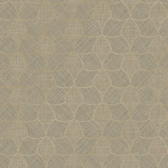 Casamance 76943568 Tressora Tressana Sépia/doré - tapeta imitująca naturalny splot z metalicznymi akcentami