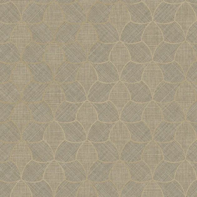 Casamance 76943568 Tressora Tressana Sépia/doré - tapeta imitująca naturalny splot z metalicznymi akcentami