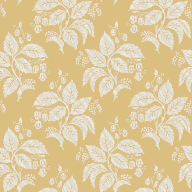 Boras Tapeter 8057 Anno II Tengbergska Yellow - tapeta w liście i kwiaty