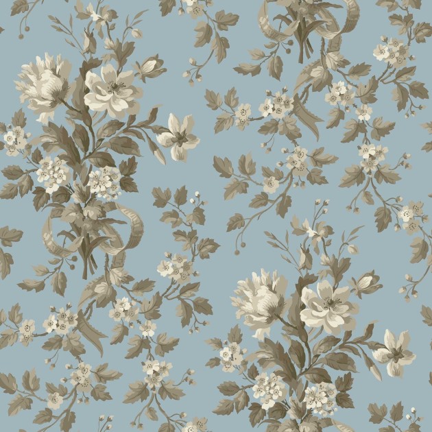 Boras Tapeter 8062 Anno II Tullgarn Blue - tapeta w vintage kwiaty