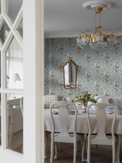 Boras Tapeter 8062 Anno II Tullgarn Blue - tapeta w vintage kwiaty