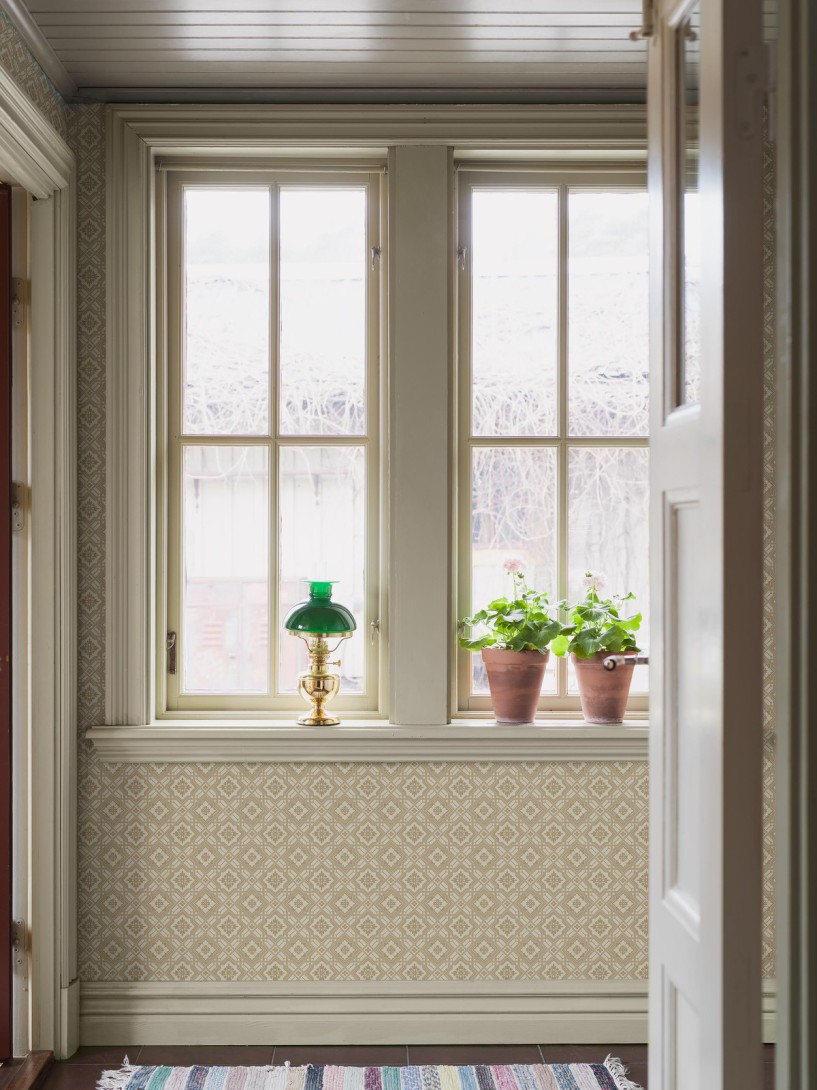 Boras Tapeter 8073 Anno II Friedrich Beige - tapeta w geometryczny wzór roślinny