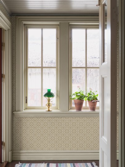 Boras Tapeter 8073 Anno II Friedrich Beige - tapeta w geometryczny wzór roślinny