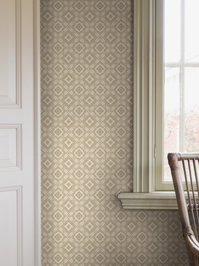 Boras Tapeter 8073 Anno II Friedrich Beige - tapeta w geometryczny wzór roślinny