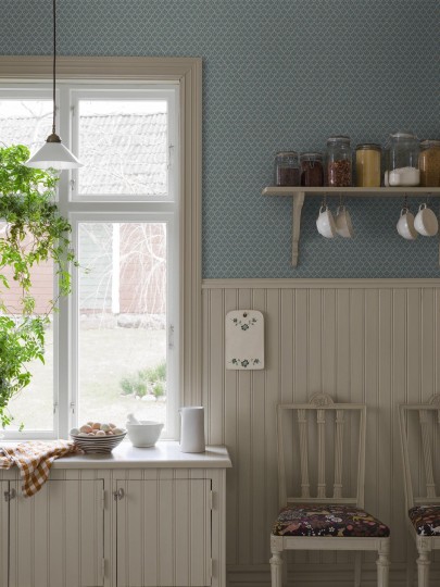 Boras Tapeter 8076 Anno II Svea Blue - tapeta w roślinny ornament