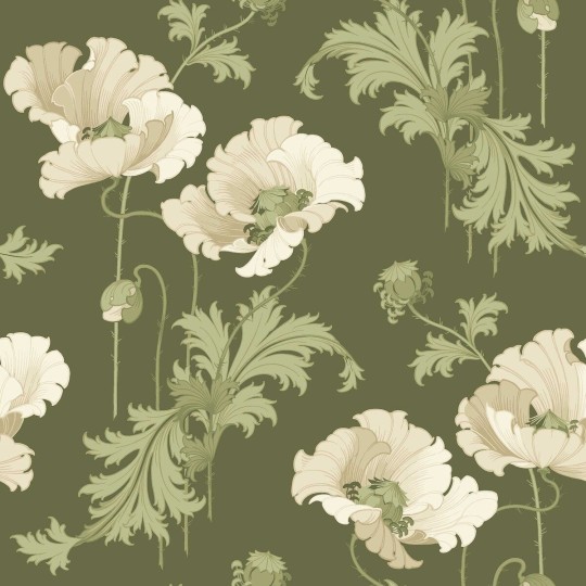 Boras Tapeter 8091 Anno II Vallmo Green - tapeta w maki