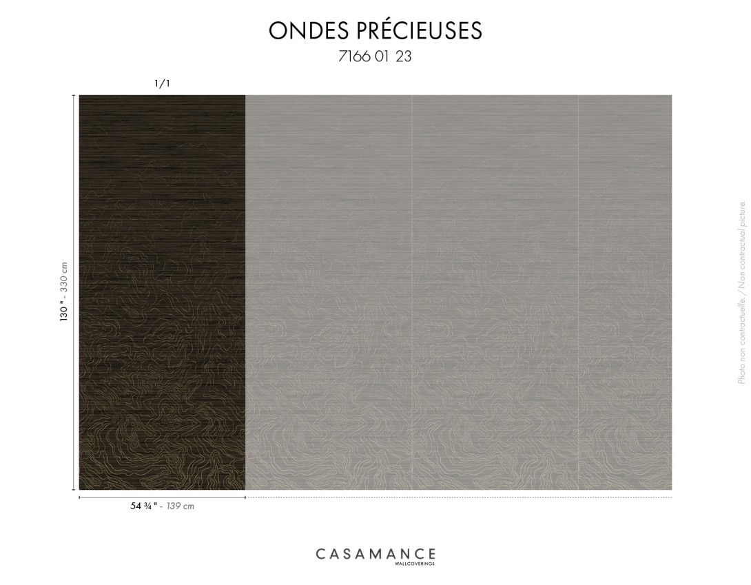 Casamance 71660123 Exploration Ondes précieuses Noir doré - tekstylny mural w motyw archipelagu