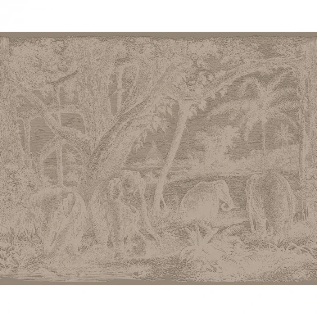 Casamance 71580100 Exploration Maximus Brun tabac - satynowy mural w słonie