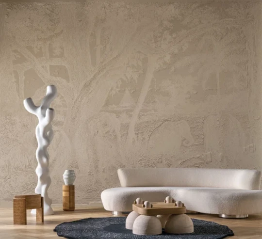 Casamance 71580100 Exploration Maximus Brun tabac - satynowy mural w słonie