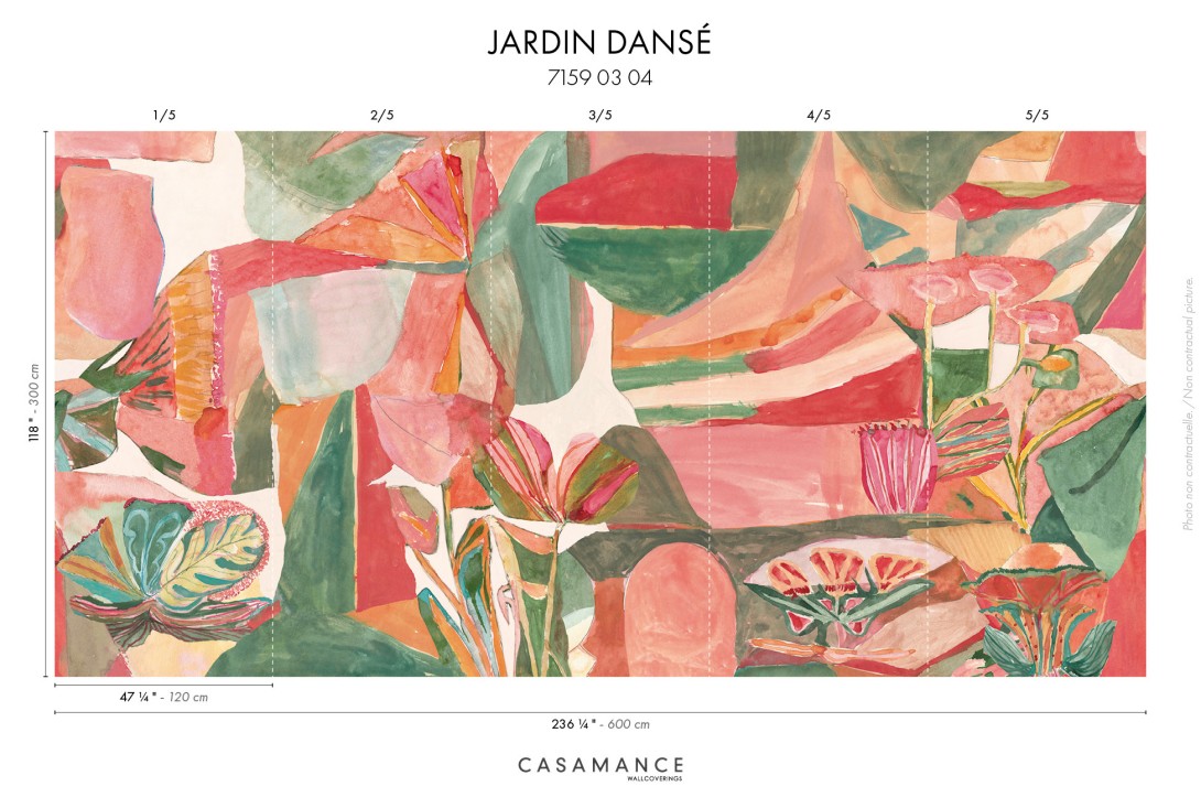 Casamance 71590304 Exploration Jardin Danse Blush multicolore - tekstylny mural w abstrakcyjny motyw