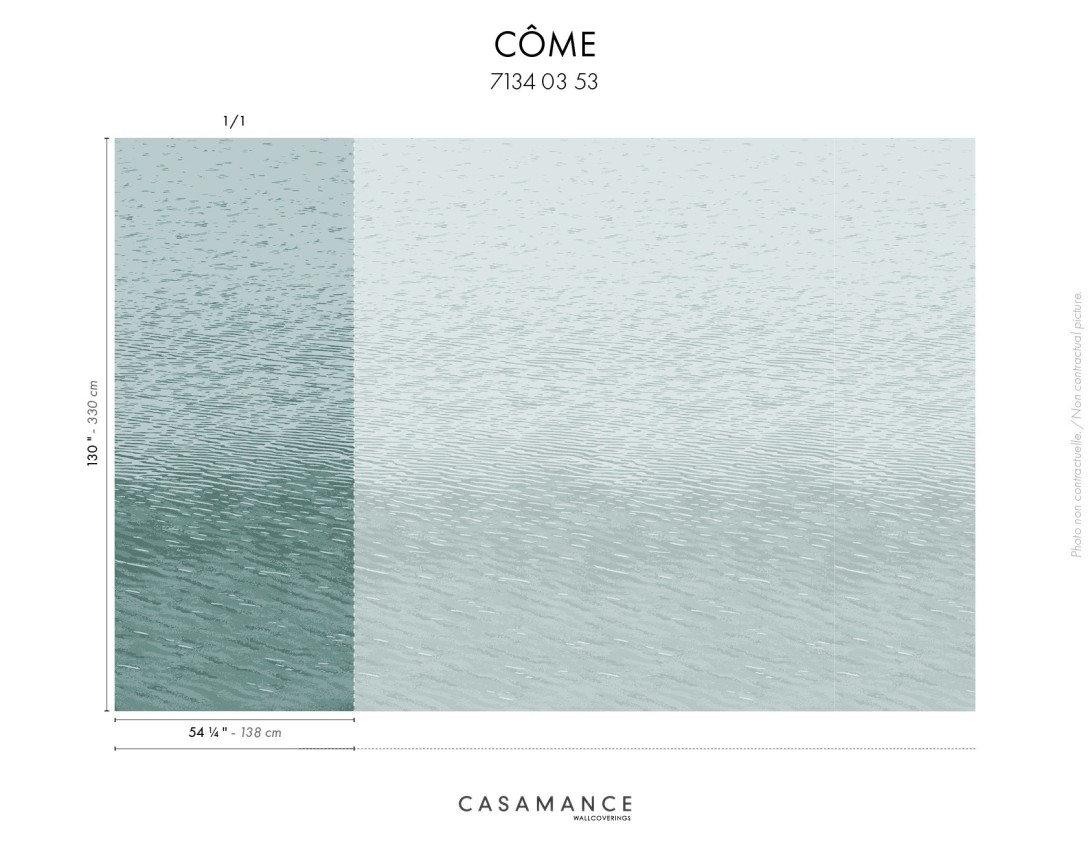 Casamance 71340353 Exploration Côme Vert impérial - lniany mural w taflę jeziora Como