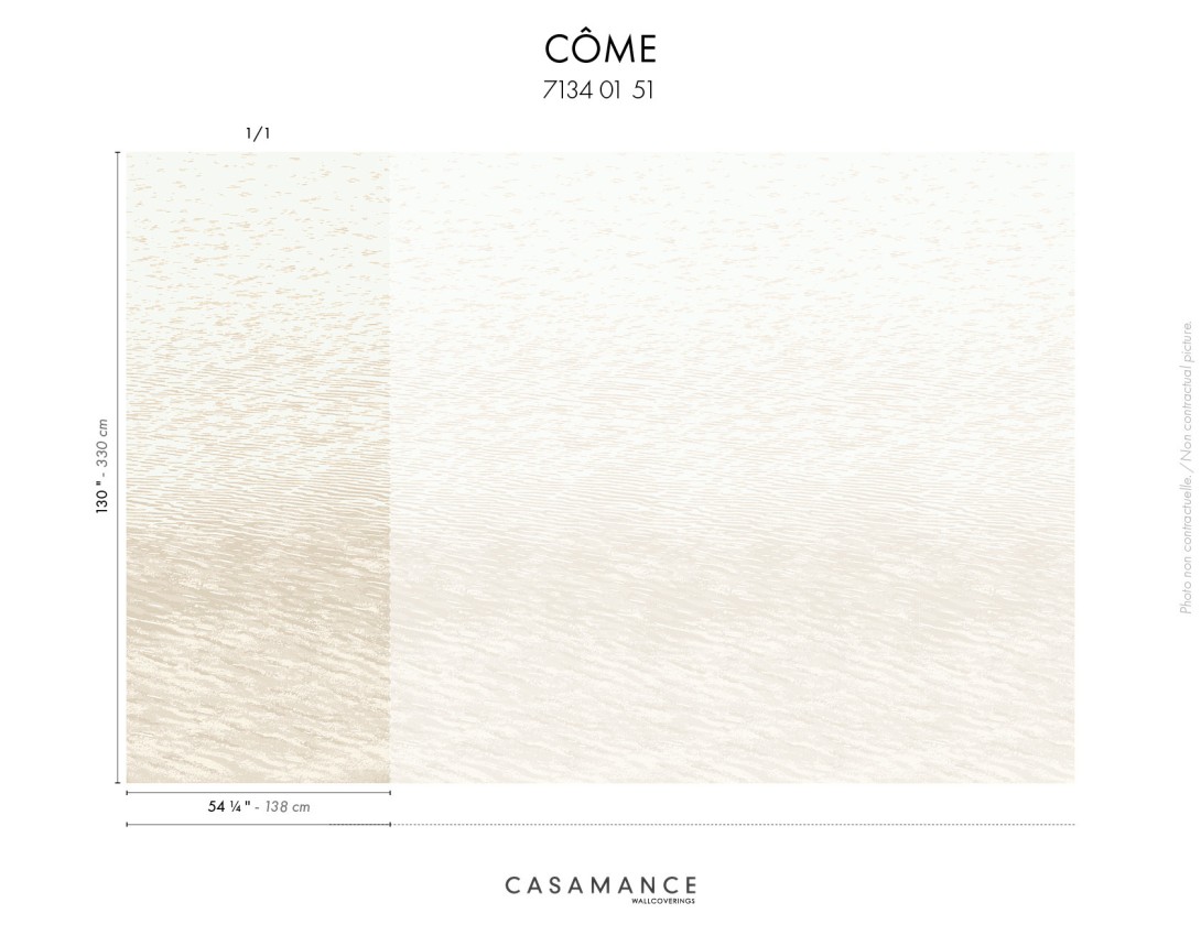 Casamance 71340151 Exploration Côme Grège - lniany mural w taflę jeziora Como