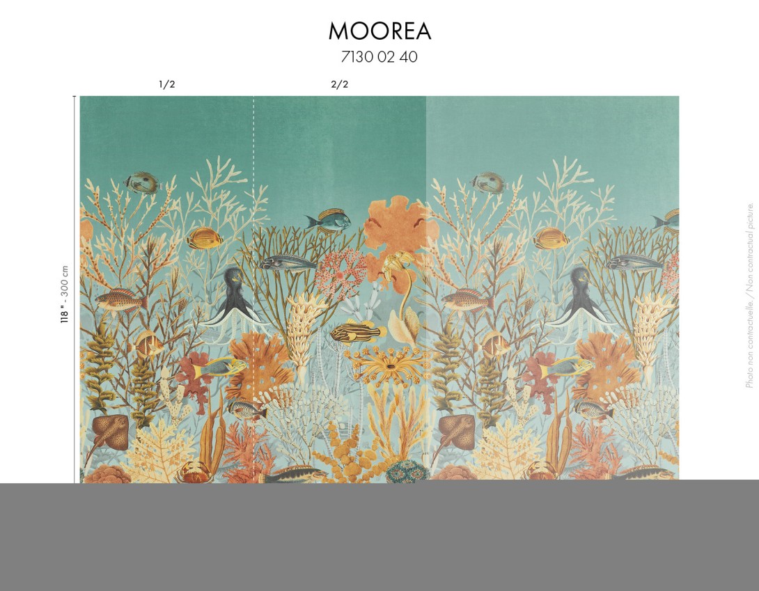 Casamance 71300240 Exploration Moorea Caraïbe/multicouleurs - tekstylny mural w podwodny pejzaż