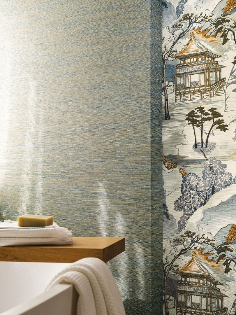 Casamance 75343262 Le Jacquard Tatami Rose poudre - tapeta imitująca tkaninę żakardową