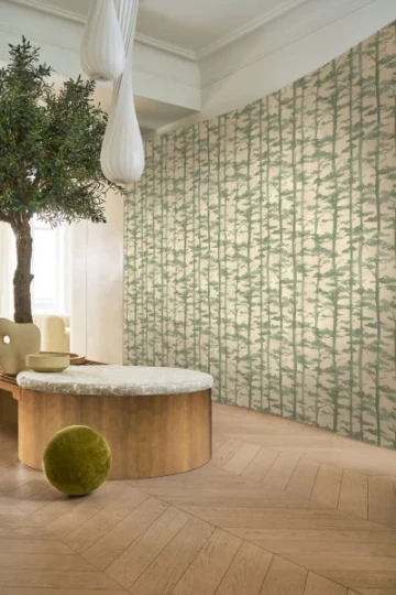 Casamance 70040610 Legendes Ame Sable/eucalyptus - tapeta w roślinny motyw w stylu japońskim