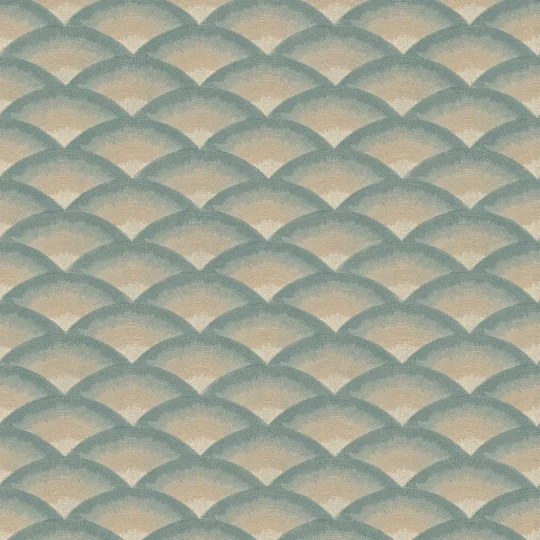 Casamance 70091120 Legendes Nami Céladon/lin - tapeta w fale o fakturze haftu