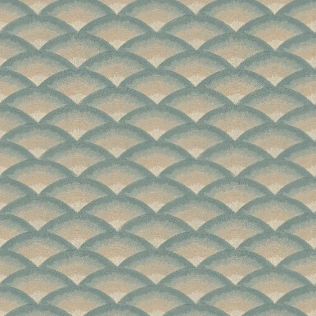 Casamance 70091120 Legendes Nami Céladon/lin - tapeta w fale o fakturze haftu